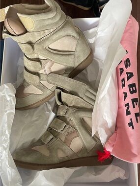 Isabel Marant Beige/Tan Wedge Sneakers